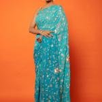 Sky Pure Chiffon Saree | All Over Aari Kardana & Sequin Work | Jaipurio Designer Collection